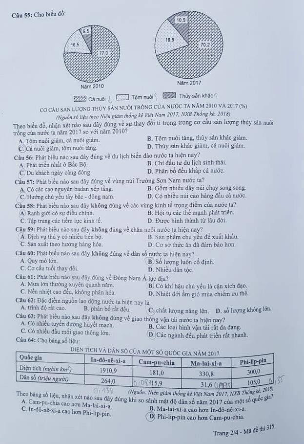 Thi THPT quốc gia: Gợi ý đáp án đề thi môn Địa lý ảnh 3