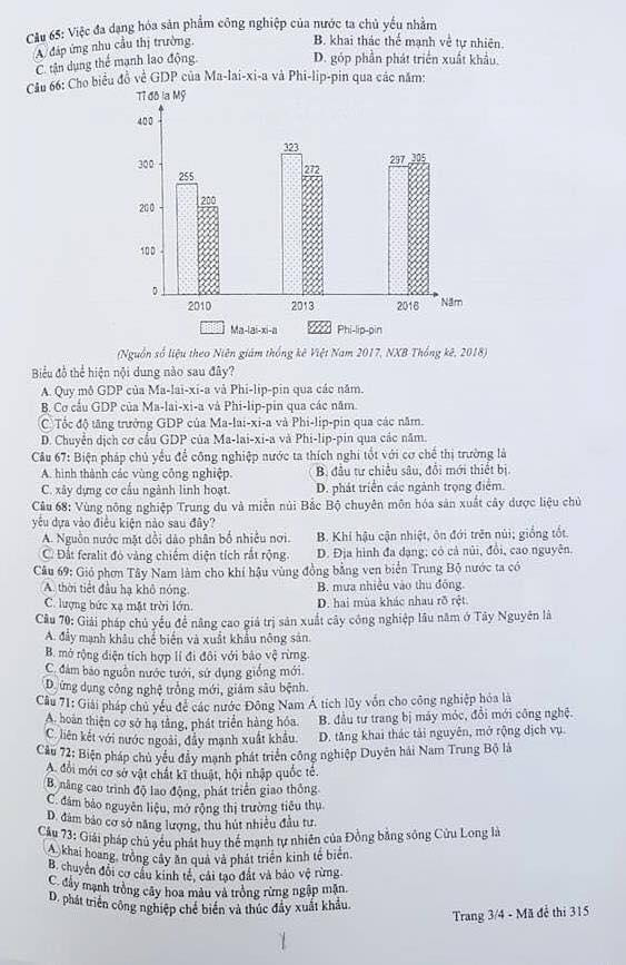 Thi THPT quốc gia: Gợi ý đáp án đề thi môn Địa lý ảnh 4