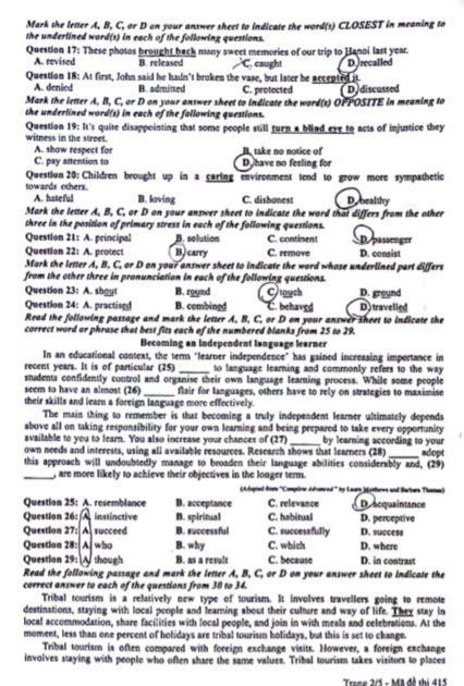 Gợi ý đáp án đề thi môn Tiếng Anh kỳ thi THPT quốc gia 2019 ảnh 3