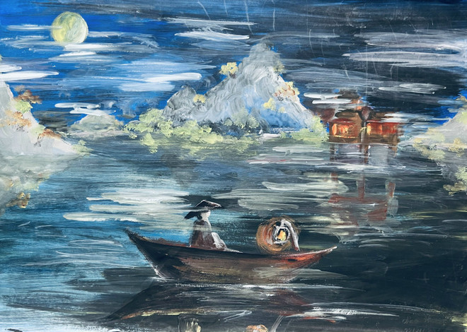 'Thơ đi sứ' sống động trong tranh màu nước của họa sỹ 17 tuổi ảnh 6