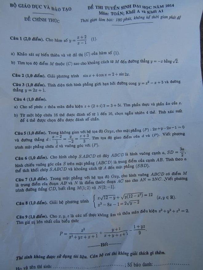Thí sinh nhăn nhó vì đề thi tuyển sinh đại học môn toán khó ảnh 3