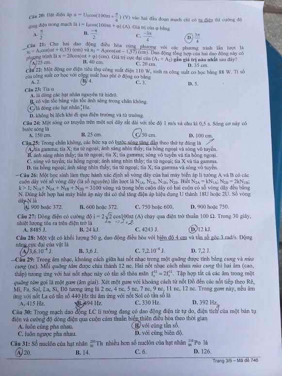 Đề thi tuyển sinh đại học năm 2014 môn Vật lý, khối A-A1 ảnh 5