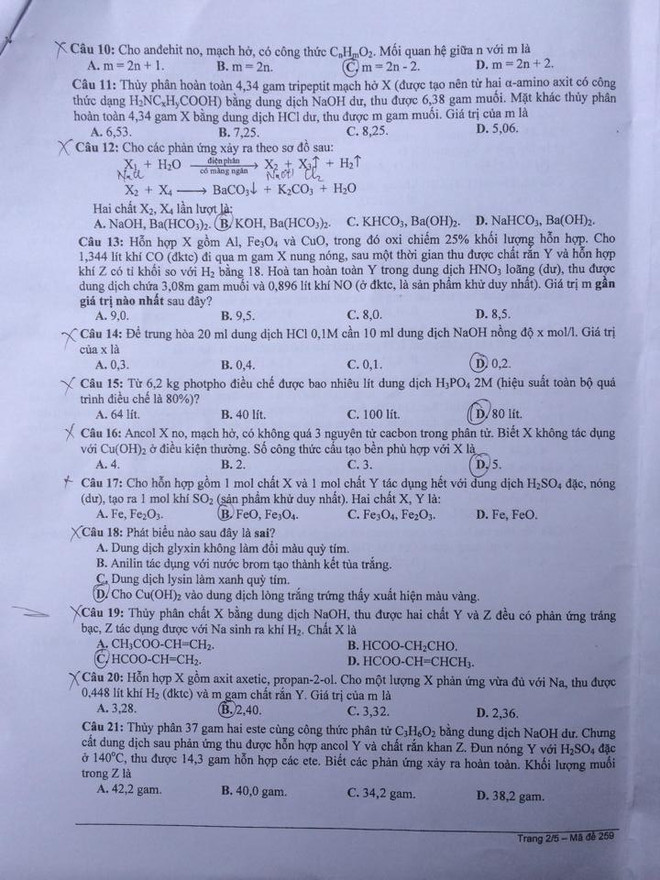 Đề thi môn Hóa học khối A kỳ thi tuyển sinh đại học năm 2014 ảnh 2