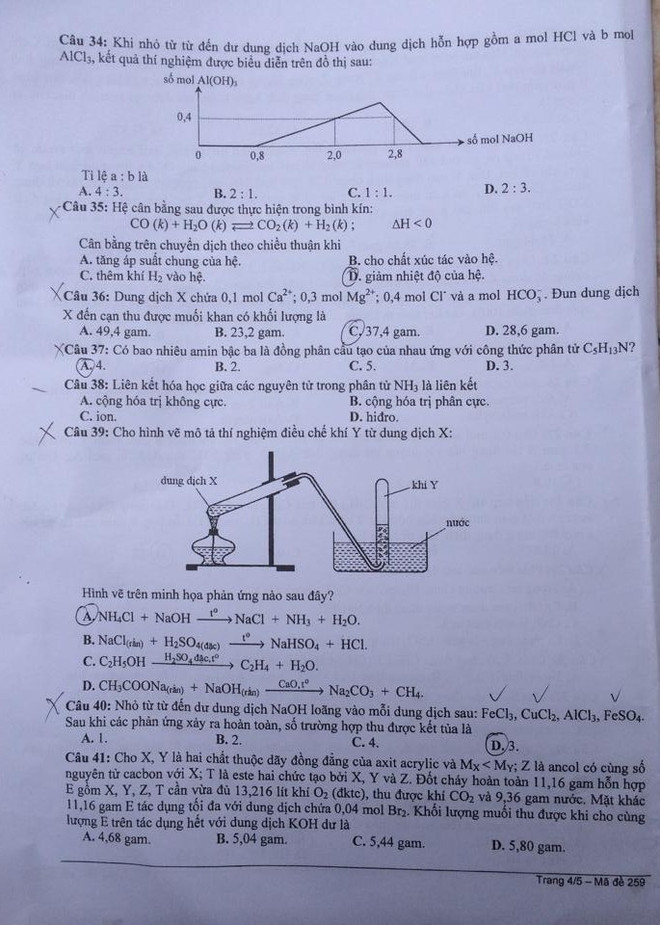 Đề thi môn Hóa học khối A kỳ thi tuyển sinh đại học năm 2014 ảnh 4