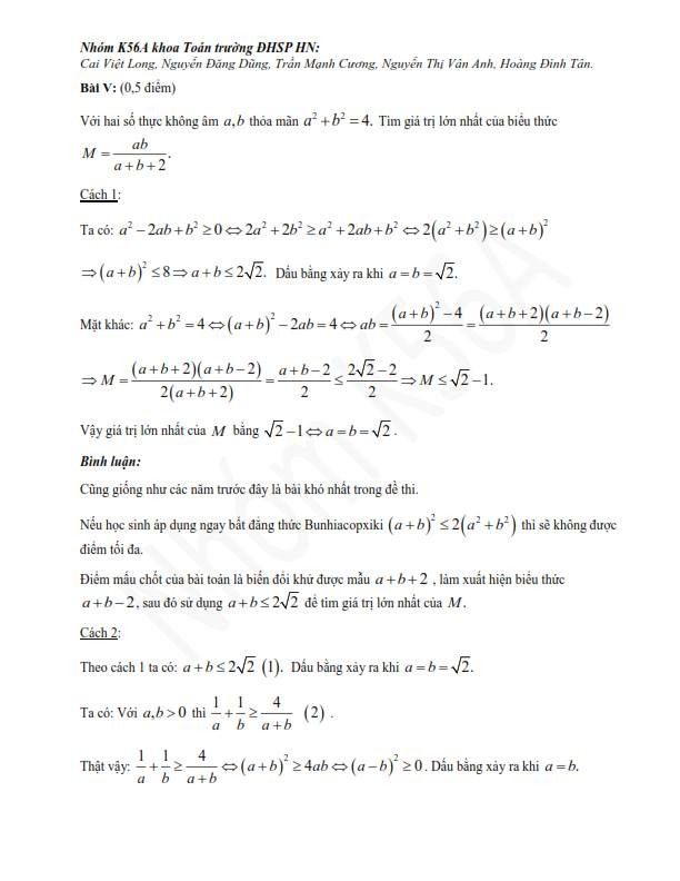 Hướng dẫn giải đề thi môn Toán tuyển sinh vào lớp 10 ở Hà Nội ảnh 8
