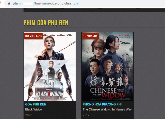 'Góa phụ đen' - một 'bom tấn' hứa hẹn đem lại doanh thu cho các rạp chiếu phim đã bị công chiếu trên trang phim lậu và có bản dịch tiếng Việt. (Ảnh chụp màn hình) COVID-19: Rạp phim Việt có thể mất 70% doanh thu vì phim lậu tràn lan ảnh 2