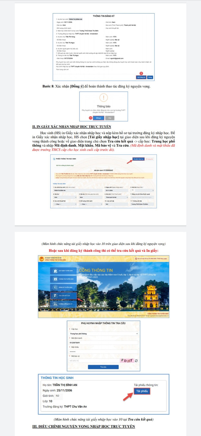 Hà Nội hướng dẫn học sinh làm thủ tục nhập học vào lớp 10 ảnh 3