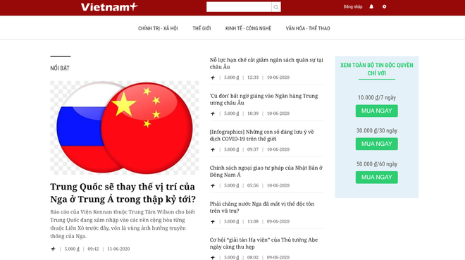 Giao diện thu phí của Báo điện tử VietnamPlus. (Ảnh chụp màn hình) Đi tìm lời giải cho bài toán tăng doanh thu của báo chí Việt Nam ảnh 1