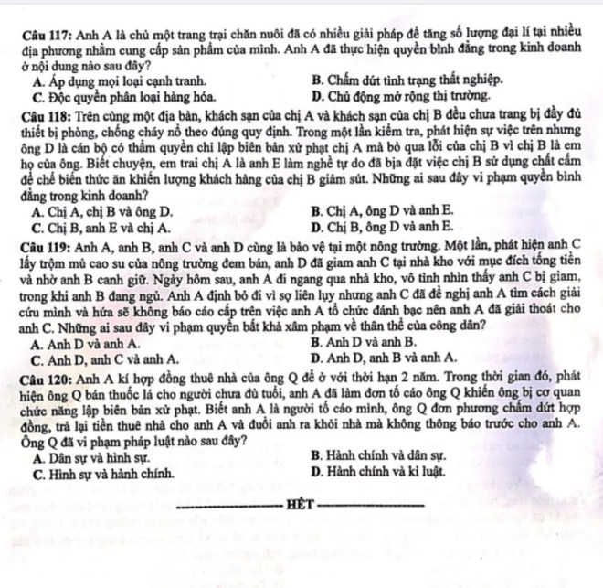 Thi tốt nghiệp THPT: Gợi ý đáp án môn Giáo dục công dân ảnh 5