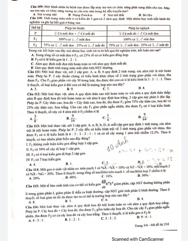 Gợi ý đáp án môn Sinh học kỳ thi Tốt nghiệp Trung học phổ thông 2020 ảnh 4
