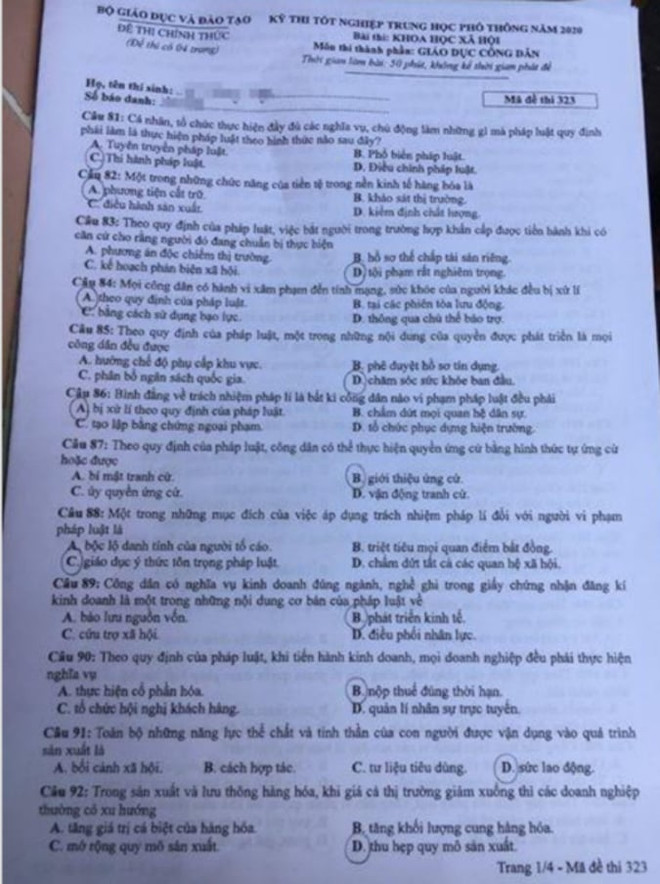 Gợi ý đáp án môn Lịch sử, kỳ thi Tốt nghiệp THPT 2020 ảnh 2