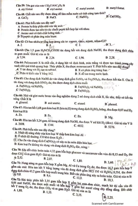 Thi tốt nghiệp THPT 2020: Gợi ý đáp án môn Hóa học ảnh 3