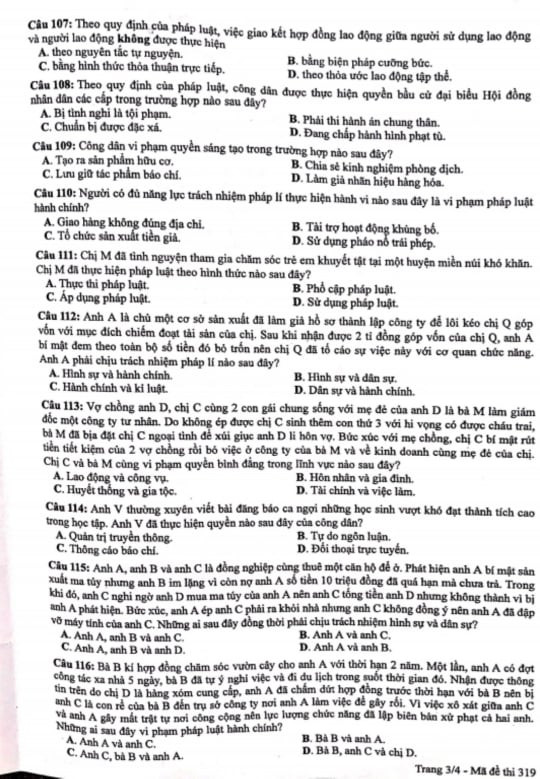 Thi tốt nghiệp THPT: Gợi ý đáp án môn Giáo dục công dân ảnh 4