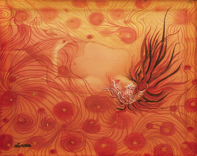 Triển lãm “Hương lụa”: Cuộc đối thoại giữa lụa và nữ họa sỹ 8X ảnh 2