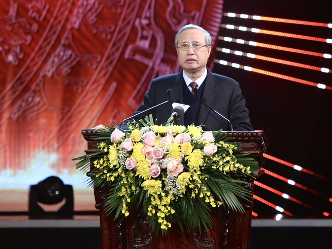 Đồng chí Trần Quốc Vượng phát biểu tại lễ trao giải. (Ảnh: Tá Hiển/Vietnam+) VietnamPlus được xướng tên tại Giải Báo chí Toàn quốc về Xây dựng Đảng ảnh 5