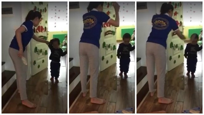 Giáo viên cơ sở Mầm non Sen Vàng (Hà Nội) bạo hành trẻ, bị phát hiện tháng 2/2017. (Ảnh cắt từ clip) Xử lý nạn bạo hành trẻ em: Luôn gặp khó khăn khi thu thập chứng cứ ảnh 1