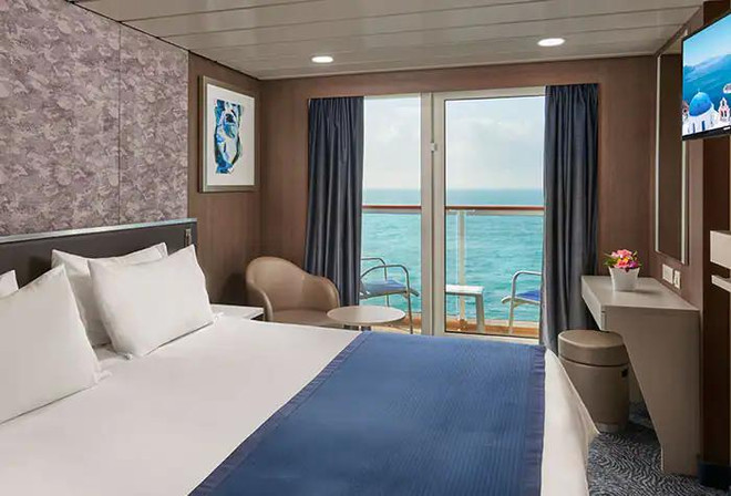Phòng nghỉ hạng tiêu chuẩn (balcony staterrom). (Ảnh: Norwegian Cruise Line) balcony-spirit-highlight.webp