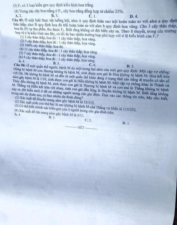 Đề thi PTTH môn Sinh học dài 8 trang, nhưng không quá khó ảnh 8