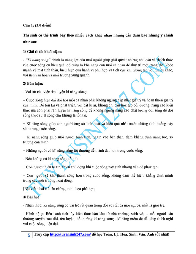 Đáp án đề thi môn Ngữ văn kỳ thi trung học phổ thông ảnh 5