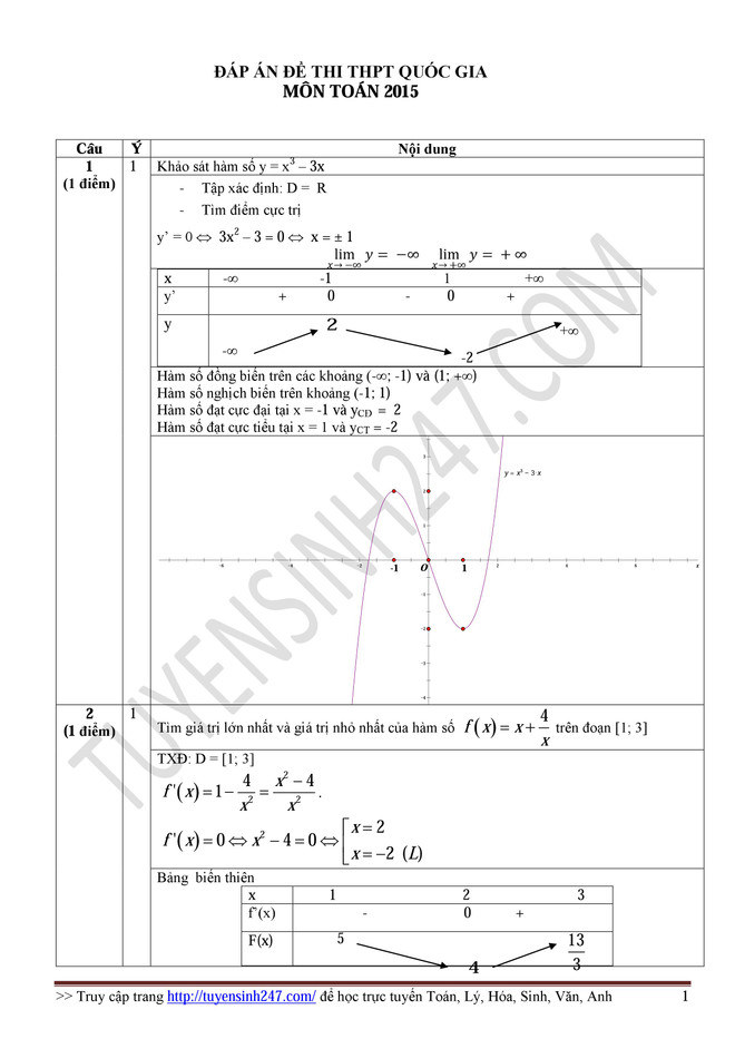 Hướng dẫn giải đề thi môn Toán kỳ thi trung học phổ thông ảnh 2