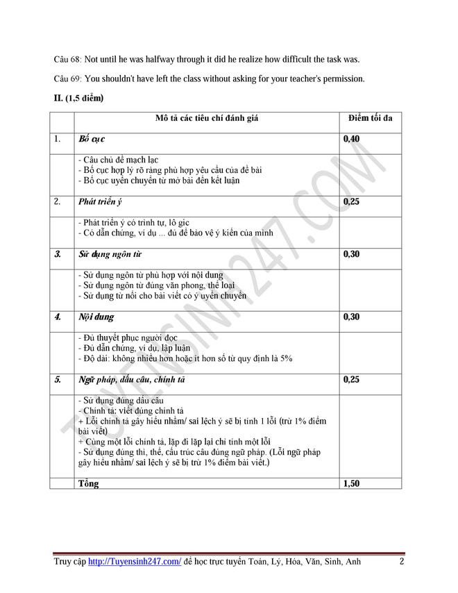 Đáp án tham khảo đề thi Ngoại ngữ kỳ thi trung học phổ thông ảnh 2