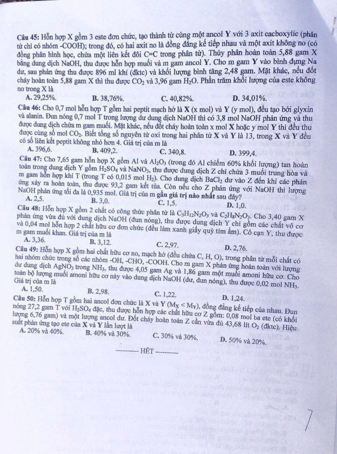 Đề chính thức môn Hóa học kỳ thi trung học phổ thông quốc gia ảnh 5
