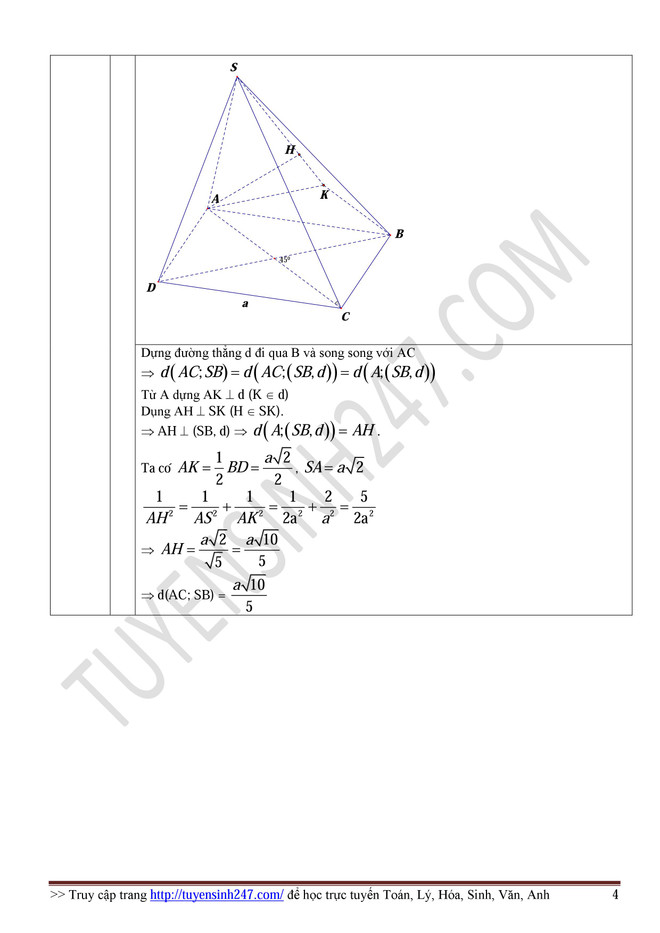 Hướng dẫn giải đề thi môn Toán kỳ thi trung học phổ thông ảnh 5