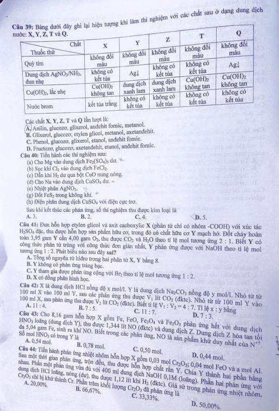 Đề chính thức môn Hóa học kỳ thi trung học phổ thông quốc gia ảnh 4