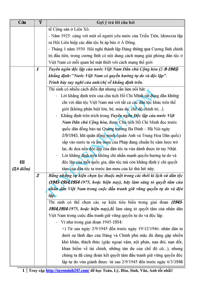 Cập nhật hướng dẫn giải đề Lịch sử kỳ thi trung học phổ thông ảnh 3