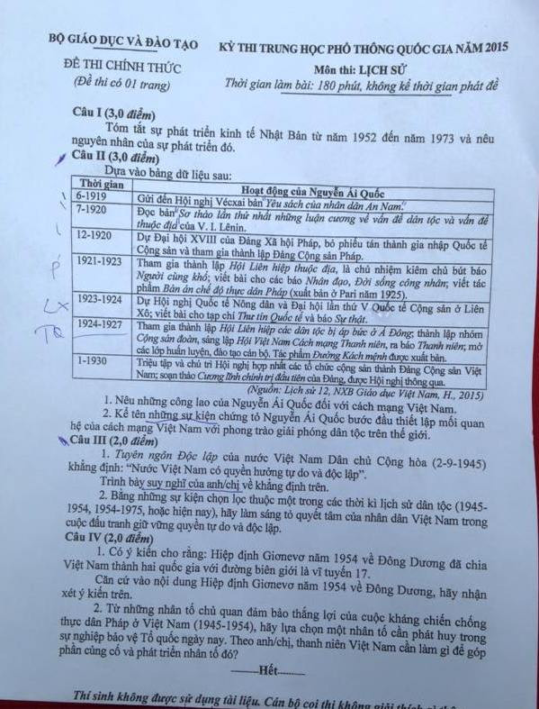 Chủ đề bảo vệ Tổ quốc tiếp tục vào đề thi môn Lịch sử ảnh 1