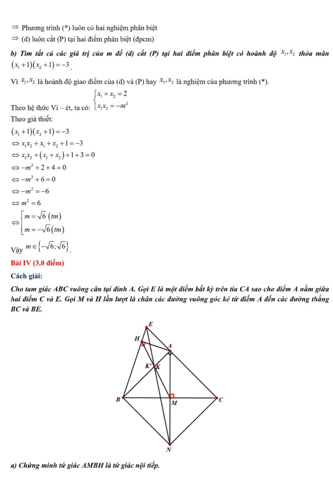 Gợi ý đáp án đề thi môn Toán kỳ thi tuyển sinh vào lớp 10 của Hà Nội ảnh 4