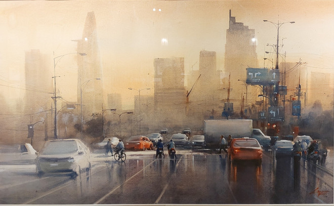 Ngắm cảnh sắc phương Nam qua triển lãm tranh màu nước tại Văn Miếu ảnh 2