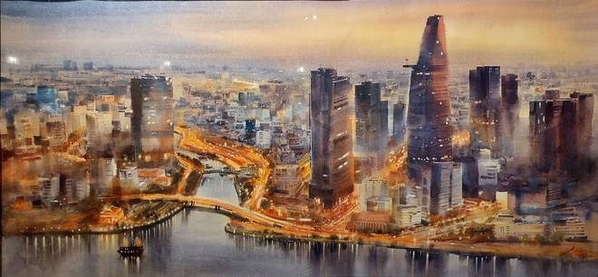 Ngắm cảnh sắc phương Nam qua triển lãm tranh màu nước tại Văn Miếu ảnh 5