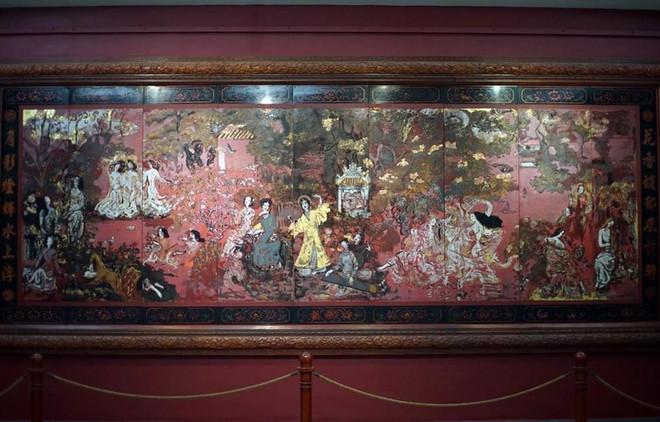 Bức tranh "Vườn Xuân Bắc Trung Nam" trước khi bị can thiệp (Nguồn: Quỹ Di sản) Yêu cầu lập phương án bảo quản cụ thể với từng bảo vật quốc gia ảnh 1