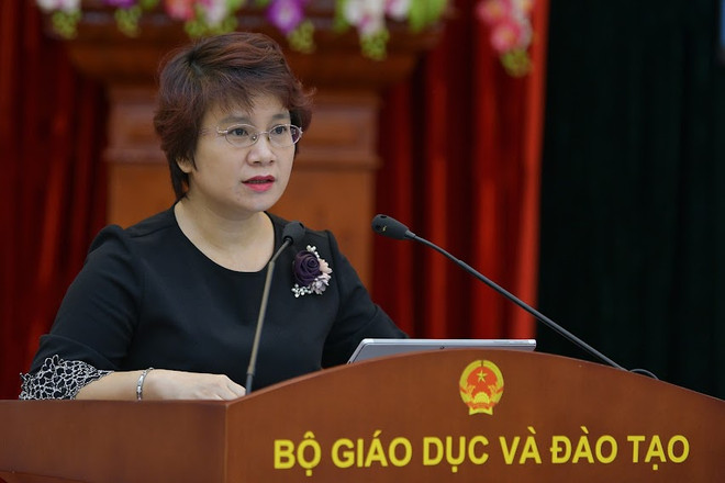 Vụ trưởng Vụ Giáo dục Đại học Nguyễn Thu Thủy báo cáo về kết quả giáo dục đại học tại Hội nghị. (Ảnh: CTV/Vietnam+) Giáo dục đại học năm học mới: Đẩy mạnh tự chủ, tăng cường thích nghi ảnh 2