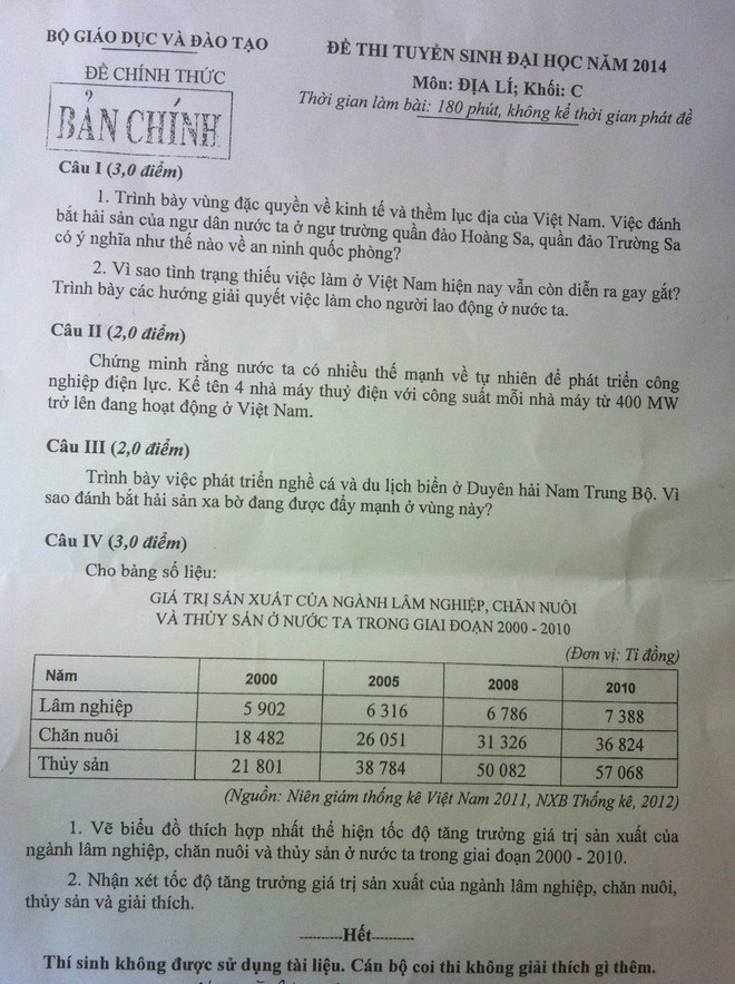 Đề thi đại học các môn Địa lý, Toán khối B, Toán khối D ảnh 3