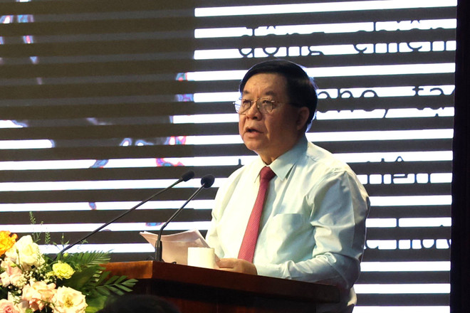 Ông Nguyễn Trọng Nghĩa, Bí thư Trung ương Đảng, Trưởng ban Tuyên giáo Trung ương phát biểu tại Hội thảo. (Ảnh: Minh Anh/Vietnam+) votrongnghia.jpg