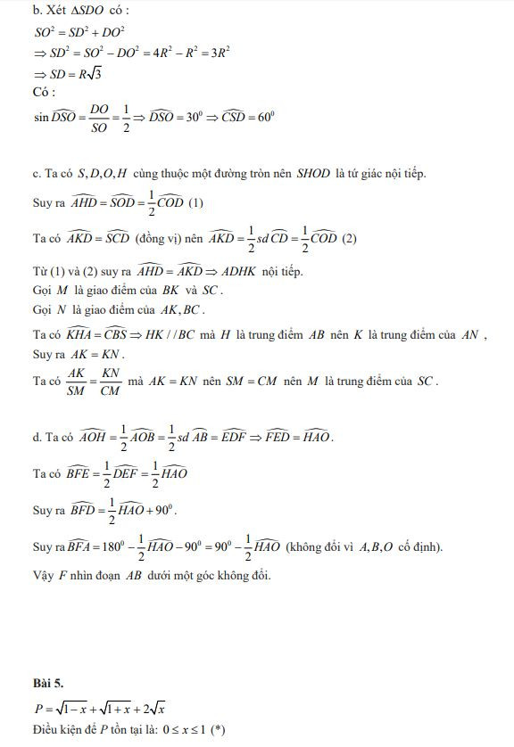 Gợi ý giải đề Toán kỳ thi tuyển sinh vào lớp 10 tại Hà Nội ảnh 5