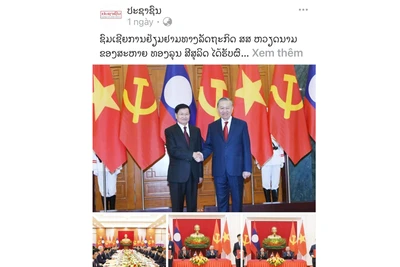 Bài viết trên báo Pasaxon khẳng định “gắn kết chiến lược” trong quan hệ chính trị là trụ cột, đóng vai trò định hướng tổng thể quan hệ hợp tác Lào-Việt Nam. (Ảnh: Xuân Tú/TTXVN)