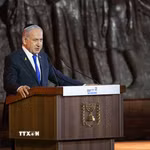 Thủ tướng Israel Benjamin Netanyahu phát biểu tại Jerusalem. (Ảnh: THX/TTXVN phát