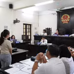 Hội đồng xét xử điều hành phiên tòa. (Ảnh: Kim Anh/TTXVN)