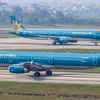 Vietnam Airlines tiếp tục tăng tốc mở rộng quy mô đội tàu bay và mạng bay trên thế giới. (Ảnh: PV/Vietnam+)