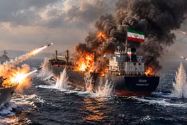 Tàu thương mại Iran trúng đạn ở Eo biển Hormuz, 4 người thương vong