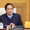 Thủ tướng Phạm Minh Chính phát biểu tại buổi tiếp Đại sứ Trung Quốc tại Việt Nam Hà Vĩ. (Ảnh: Dương Giang/TTXVN)