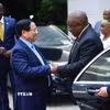 Thủ tướng Phạm Minh Chính hội kiến Tổng thống Cộng hòa Nam Phi Matamela Cyril Ramaphosa. (Ảnh: Dương Giang/TTXVN)