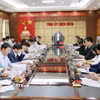 Đoàn kiểm tra 1911 của Bộ Chính trị, Ban Bí thư làm việc với Ban Thường vụ Tỉnh ủy Điện Biên. (Ảnh: Trung Kiên/TTXVN)