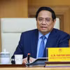 Thủ tướng Phạm Minh Chính phát biểu tại buổi tiếp Hội đồng Kinh doanh châu Âu-ASEAN (EU-ABC) và Hiệp hội doanh nghiệp châu Âu tại Việt Nam (EuroCham). (Ảnh: Dương Giang/TTXVN)