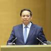 Đồng chí Phạm Minh Chính, Ủy viên Bộ Chính trị, Thủ tướng Chính phủ trình bày Chuyên đề “Nội dung trọng tâm, cốt lõi của Nghị quyết số 71-NQ/TW, ngày 22/8/2025 của Bộ Chính trị về đột phá phát triển giáo dục và đào tạo và Chương trình hành động thực hiện Nghị quyết số 71-NQ/TW”. (Ảnh: Phương Hoa/TTXVN)