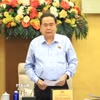 Chủ tịch Quốc hội, Chủ tịch Hội đồng bầu cử Quốc gia Trần Thanh Mẫn phát biểu. (Ảnh: Tuấn Anh/TTXVN)