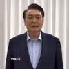 Tổng thống Hàn Quốc bị luận tội Yoon Suk Yeol trong bài phát biểu với công chúng được phát qua video từ tư dinh ở Seoul, ngày 15/1/2025. (Ảnh: CFP/TTXVN)